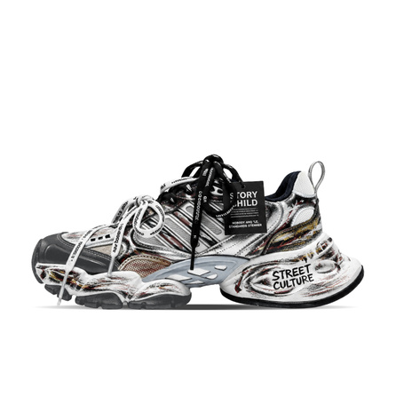 [Custom Sneakers] adidas XLG Crimson Radiance Wasteland Style Wild Deconstruction Vintage Mottled Street Gradient Dye Double Rope Boyfriend American Versatile Shock Absorption Height Increasing Wear-Resistant Anti-Slip Running Shoes Unisex