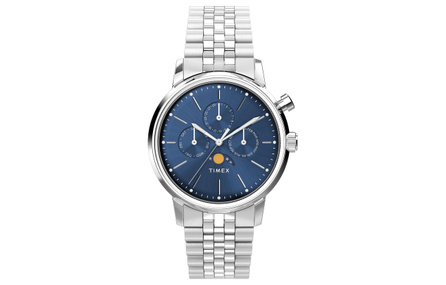 TIMEX Marlin Series Quartz Watch Stainless Steel Bracelet 40mm Blue Dial Men's 50M Water Resistant