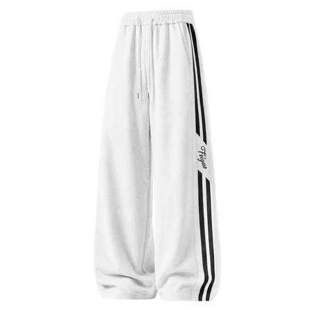 Feiyue 2026 New Trendy Brand American Vintage Striped Loose Straight Leg Wide-Leg Sports Pants High Street Vibe Skin-Friendly Couple Commute Casual Pants Unisex
