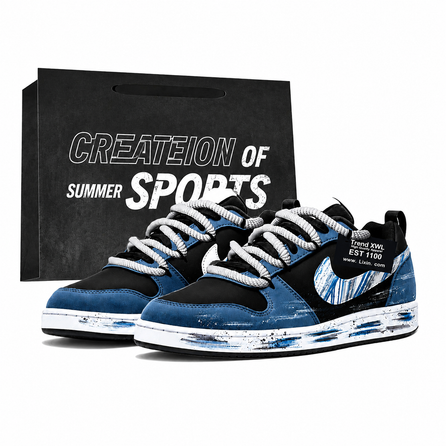 [Custom Sneakers] Nike Court Borough American Street Graffiti Hand-Painted Perforated Deconstructed Versatile Classic Retro Trendy Boyfriend Non-Slip Wear-Resistant Low-Top Skate Shoes Men's