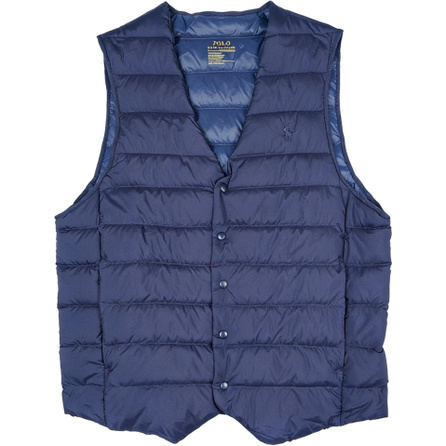 Polo Ralph Lauren Pony Logo Embroidery Single-Breasted V-Neck Down Vest Men's Navy Blue