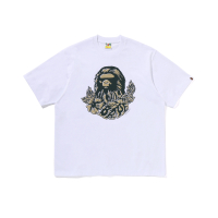 A BATHING APE SS26 Tropical Flowers Big Ape Head Drop Shoulder Loose Graffiti Short Sleeve T-Shirt Unisex белое