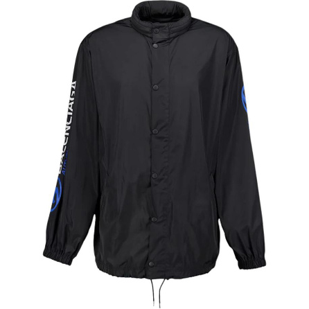 Balenciaga SS24 Brand Logo Print Round Neck Button Long Sleeve Jacket Coat Regular Fit Men's Black
