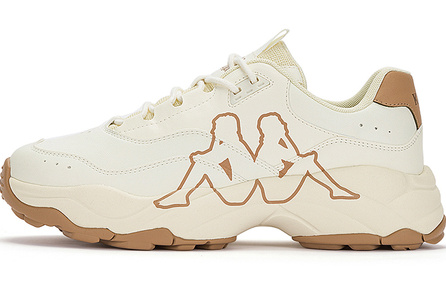 Kappa Anti-Slip Wear-Resistant Low-Top Chunky Sneakers Unisex White Brown