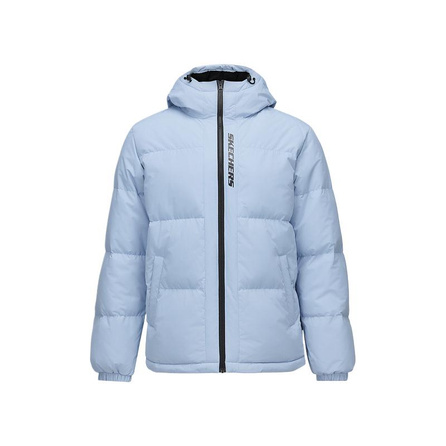 Skechers Sport Alliance Series Warm Comfort Casual Letter Logo Down Jacket Men's Light Gray Blue