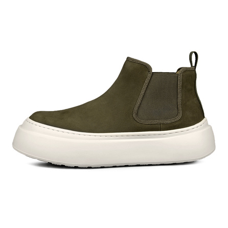 LOHAN·SIR Men's Genuine Leather Versatile Comfortable Fashion Trendy Retro Slip-On Short-Cut Chelsea Boots Thick Sole