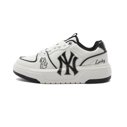 CustomMLB Chunky Liner Zodiac Dragon Thick Sole Height-Increasing Trendy Fashion Casual Commute High-End Low-Top Skate Shoes Unisex White