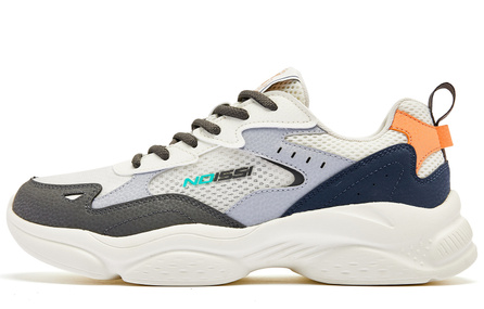 QIAODAN Cushioned Slip-Resistant Breathable Lightweight Low-Top Casual Shoes Men's Gray White