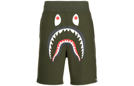 A BATHING APE Bape Solid Color Shark Patch Elastic Casual Shorts Men's