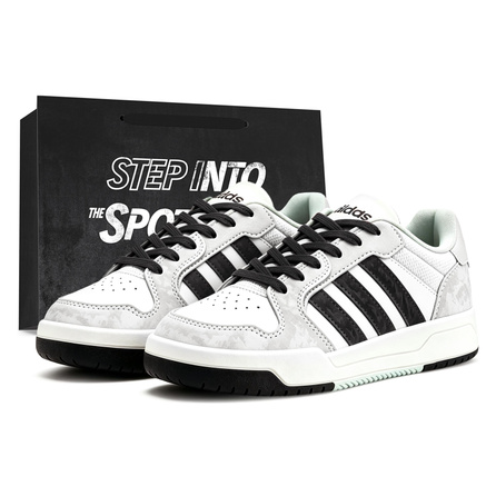 [Custom Sneakers] adidas ENTRAP Men's Autumn Back To School American Vintage Vibe OOTD Couple Height Increasing Tie-Dye Versatile Gift Bag Friction Sound Jeans Low-Top Skateboard Shoes Unisex Black White Grey