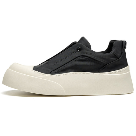 LEAVELAND Fabric Simple Versatile Slip-On Platform Casual Low-Top Sneakers Men's Black