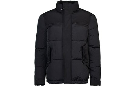 CALVIN KLEIN Men's Black Solid Color Stand Collar Thick Padded Puffer Jacket Warm Coat
