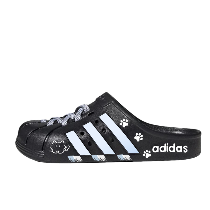 Custom Shoes adidas ADILETTE CLOGS Cat Lover Plastic EVA Comfortable Versatile Casual Girlfriend Campus Clogs Unisex Black White
