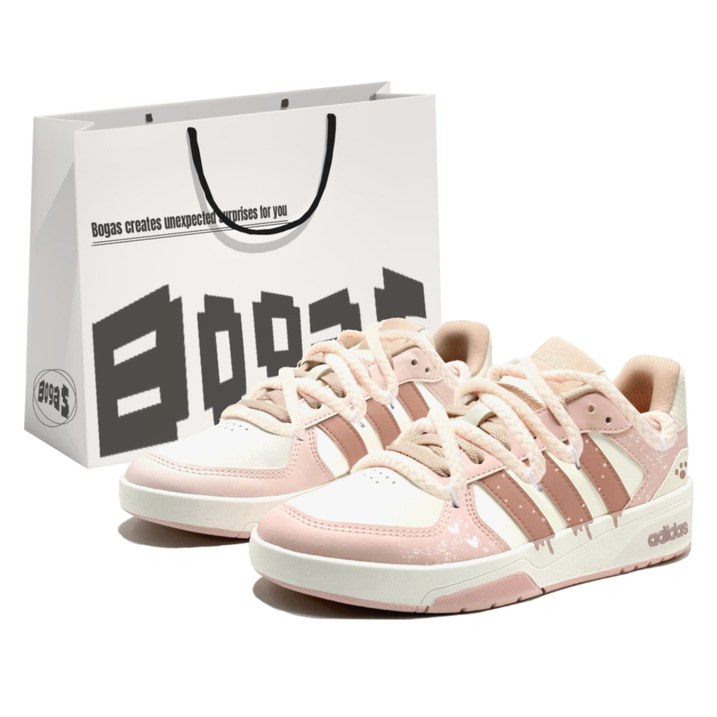 Custom Sneakersadidas COURTBEAT Milk Paw Melt Pink Faux Fur Campus Versatile Fresh Creative Personality Slip-Resistant Durable Low-Top Skate Shoes Unisex
