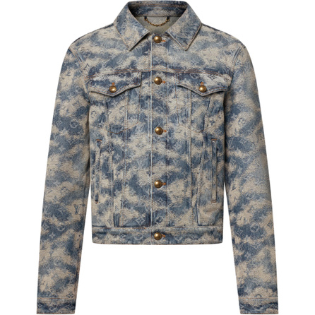 LOUIS VUITTON SS26 Foggy Monogram Jacquard Trucker Jacket Long Sleeve Denim Jacket Men's