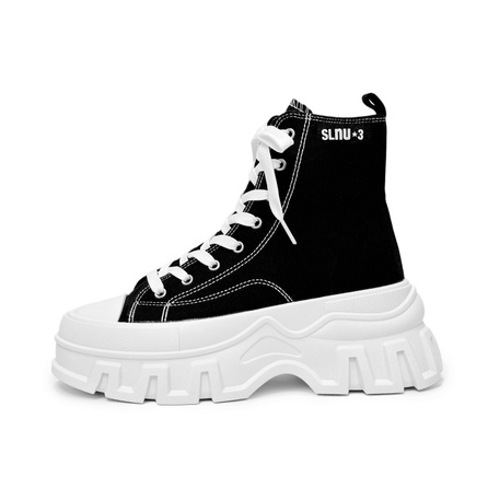 SLNU 3 Coverage Balance Abrasion Resistant Lightweight Slip Resistant High Top Canvas Shoes Unisex Black