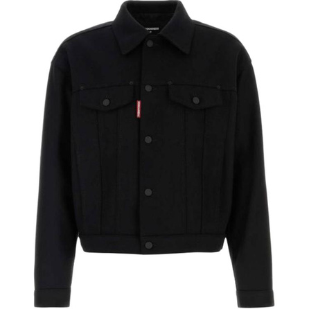 DSQUARED 2 Solid Color Single-Breasted Lapel Jacket Coat Men's Black