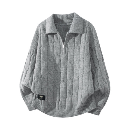 Jeep Star Radiance Shadow Literary Preppy Style Turn-Down Collar Mixed Alpaca Yarn Loose Casual Pullover Warm Comfortable Versatile Lazy Style Daily Commute Sweater Unisex