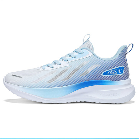 Qiaodan Trendy Comfortable Fashion Versatile Cushioning Anti-Slip Wear-Resistant Low-Top Casual Running Shoes Men's White Blue
