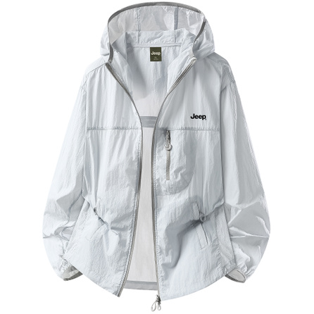 Jeep Wrangler American Retro High Street Summer Ice Silk Lightweight Simple Style Hooded Loose Comfortable Moisture-Wicking Cooling Quick-Dry Windproof Sun Protection Jacket