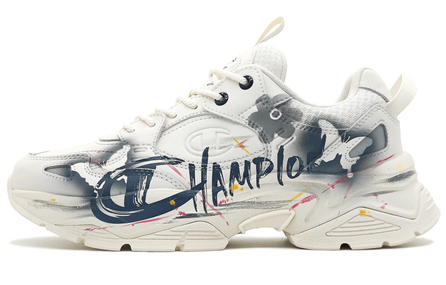 [Custom Sneakers] Champion Champ 19 Street 'Grey Butterfly Ink' Leather Street Trendy Personality Height Increasing Comfort Cushioned Wear-Resistant Low-Top Dad Shoes Unisex Beige Grey