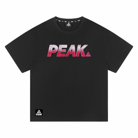 Peak 260g Heavyweight Pure Cotton American High Street Retro Gradient Letter Brand Logo Print Trendy Versatile Daily Commute Couple's Casual Loose Comfortable Breathable Crewneck Drop Shoulder Short Sleeve T-Shirt Unisex