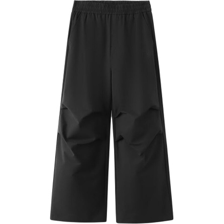Skechers Fashion Series Loose Solid Color Mid-Rise Casual Pants Unisex Carbon Black