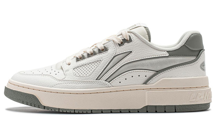 LiNing Rookie Cushioning Lightweight Low-Top Vintage Basketball Shoes Unisex White Gray