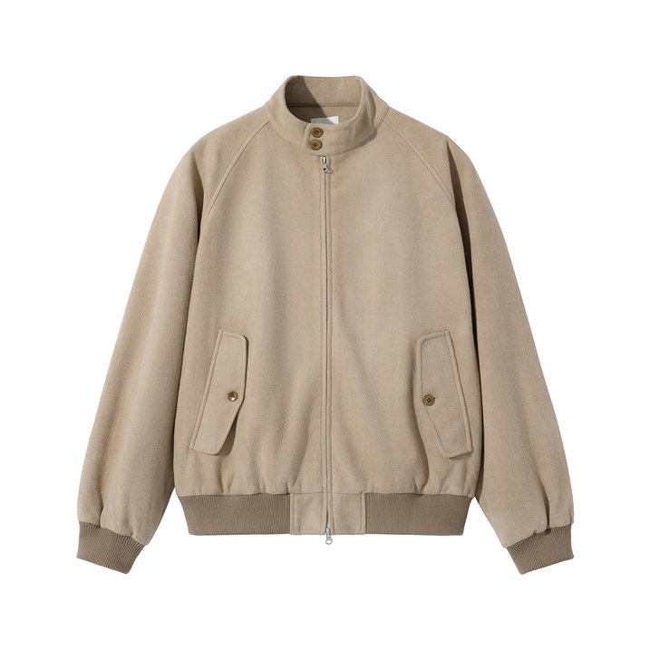 lilbetter Mongolian Velvet Faux Suede Harrington Workwear Jacket Fruit Button Stand Collar American Retro Short Windproof Cleanfit Jacket Men's