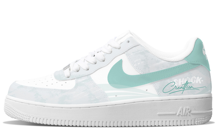 Custom SneakersNike Air Force 1 07 Misty Green Air Force European Style High Street Graffiti Fashion Trendy Versatile Wear-Resistant Timeless Classic Height Increasing Anti-Slip Low-Top Skate Shoes Unisex Teal Green