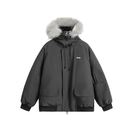 Jeep Retro American Basic Padded Warm Work Jacket Detachable Condor Fur Collar Parka Genderless Puffer Jacket Unisex