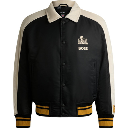 HUGO BOSS x NFL Color Block Single-Breasted Letter Padded Jacket Men's Black
