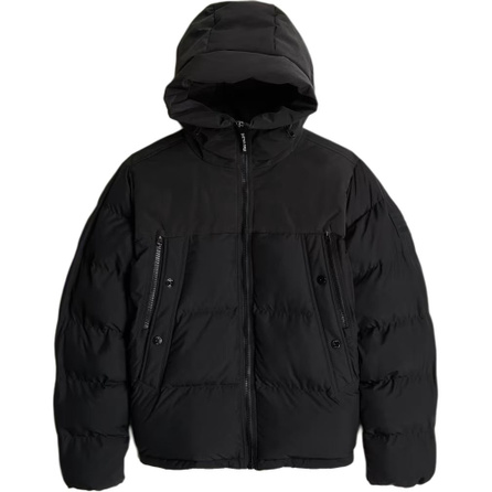 G-STAR RAW Oversized Fit Padded Solid Color Hooded Padded Jacket Men's Dark Black
