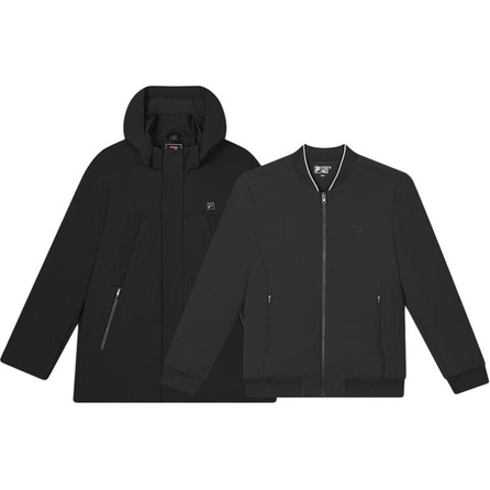 FILA WHITE WHITE Solid Color Soft Warm 3-in-1 Down Jacket Men's Jet Black