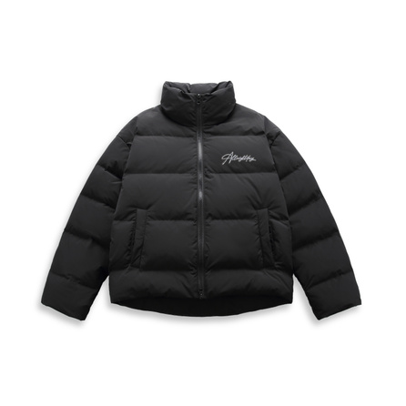 RECOLETA x OKET Collab American High Street Embroidered Letter Retro Basic Logo Hand-Drawn Graffiti Script Print Casual Dopamine Hip Hop Minimalist Versatile Loose Stand Collar Windproof Warm Thickened Down Jacket Unisex