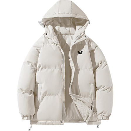361° Letter Logo Hooded Loose Zipper Padded Warm Casual Versatile Puffer Jacket Unisex