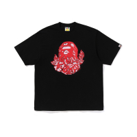 A BATHING APE SS26 Tropical Flowers Big Ape Head Drop Shoulder Loose Graffiti Short Sleeve T-Shirt Unisex черное