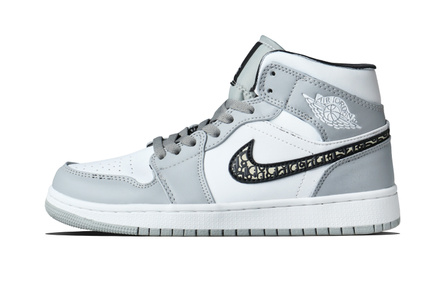 Custom Sneakers Jordan Air Jordan 1 Dark Pattern Luxury Walk Graffiti Fashion Trendy Wear-Resistant Mid-Top Retro Basketball Shoes Unisex Gray