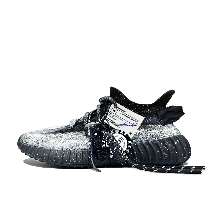 [Custom Sneakers] adidas originals Yeezy Boost 350 V2 Jinling Trend Creation Simple Gradient Splatter Starry Sky Fashion Trendy Low-Top Casual Lifestyle Shoes Unisex Black White