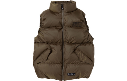 NEIGHBORHOOD FW22 Solid Color Letter Print Zip-Up Stand Collar Down Vest Men's