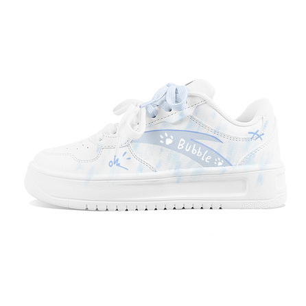 Anta Easy Synthetic Leather Blue Cute Fresh Hand-Painted Simple Trendy Casual Versatile Niche Campus Style Cushioning Anti-Slip Low-Top Skate Shoes Unisex