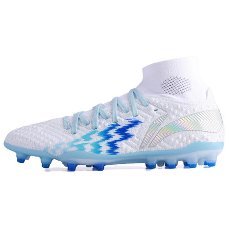 LiNing Comfortable Breathable MG (Rubber Studs) Soft Ground Firm Ground Artificial Turf Natural Turf Indoor Synthetic Leather Shock Absorption Wear-Resistant Football Shoes Men's White Blue