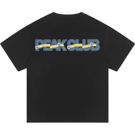 Peak High-Gram Weight Pure Cotton Breathable American High Street Brand Letter Logo Basic Individual Stitching Design Collegiate Style Daily Commute Loose Comfortable Outdoor Sports Casual Trendy Versatile Street Couple's Short Sleeve T-Shirt Unisex