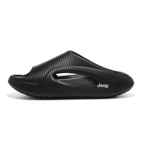 Jeep Summer Refreshing Streetwear Sports Slippers Unisex White Trendy Cool Hollowed-Out Cooling Anti-Slip Thick Sole Slides Summer Street Essential One-Strap Slippers Men's черное