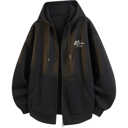 361° Cardigan Solid Color Brand Logo Print Design High Quality Minimalist Vintage Fashionable Classic Round Neck Daily Commute Casual Loose Skin-Friendly Comfortable Pullover Collegiate Unisex Couple Hooded Sweatshirt Jacket Unisex