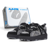 Aape Ape Head Vintage Ape Face Logo Camo American Street Skateboard Hip-Hop Millennium Style Casual Comfortable Fit Outdoor Sports Basketball Gift Box Cushioning Wear-Resistant Breathable Low-Top Skate Shoes Unisex Черный темно-серый