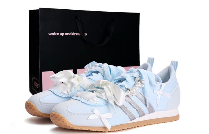 Custom Sneakersadidas VS JOG 2.0 Trendy Versatile Casual Deconstructed Simple Campus Style Classic Gift Box Wrap Anti-Slip Wear-Resistant Low-Top German Training Shoes Unisex Blue