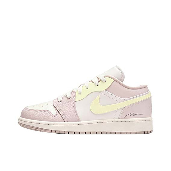 [Custom] Jordan Air Jordan 1 GS Sakura Lemon Macaron Seasonal Atmosphere OOTD Valentine's Gift Citywalk Relaxed Couple Campus Low-Top Retro Basketball Shoes Unisex