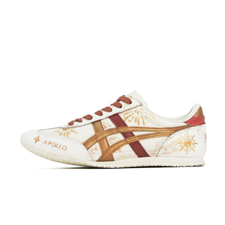 Custom Sneakers Onitsuka Tiger Machu Racer Sunset Apollo Leather Distressed Texture Nostalgic Vintage Color-Block Commute Versatile Low-Top Casual Shoes Unisex Beige Gold