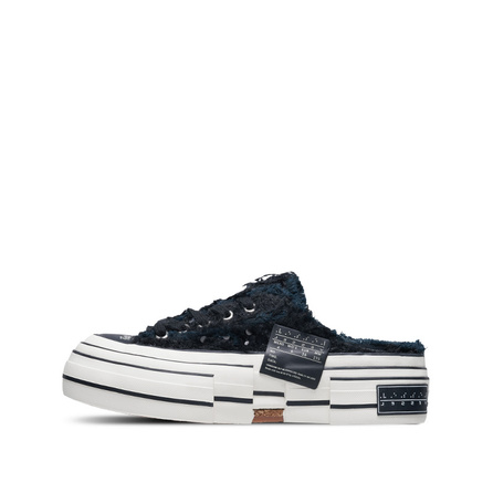 VESSEL Swan Zhiyao Long Velvet Glitter Mules Wear-resistant And Lightweight Low-Top Canvas Shoes Unisex Black